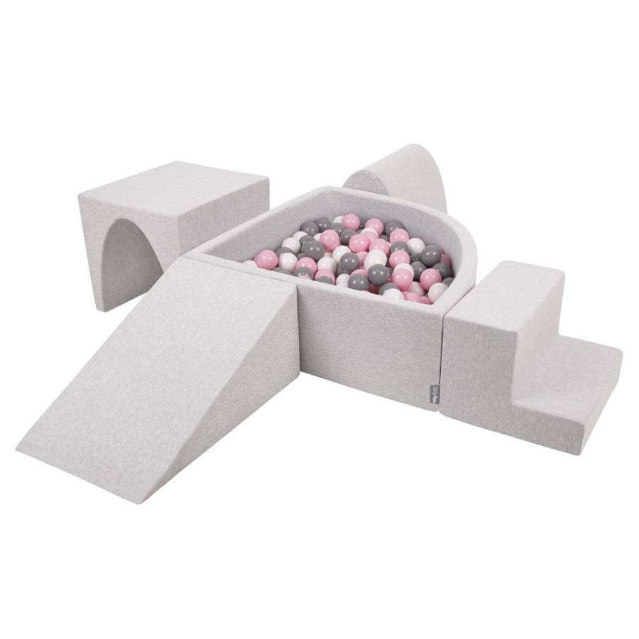 Activity Toys KiddyMoon | Kiddymoon Foam Playground For Kids With Quarter Angular Ballpit And Balls, Lightgrey: White/ Grey/ Powderpink Light Grey: White / Grey / Light Pink