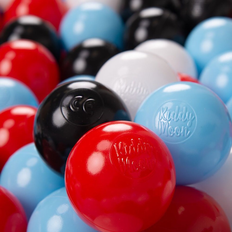 Plastic Balls KiddyMoon | Kiddymoon Soft Plastic Play Balls 6Cm / 2.36 Multi Colour Made In Eu, Black/ White/ Red/ Baby Blue Black/White/Red/Baby Blue