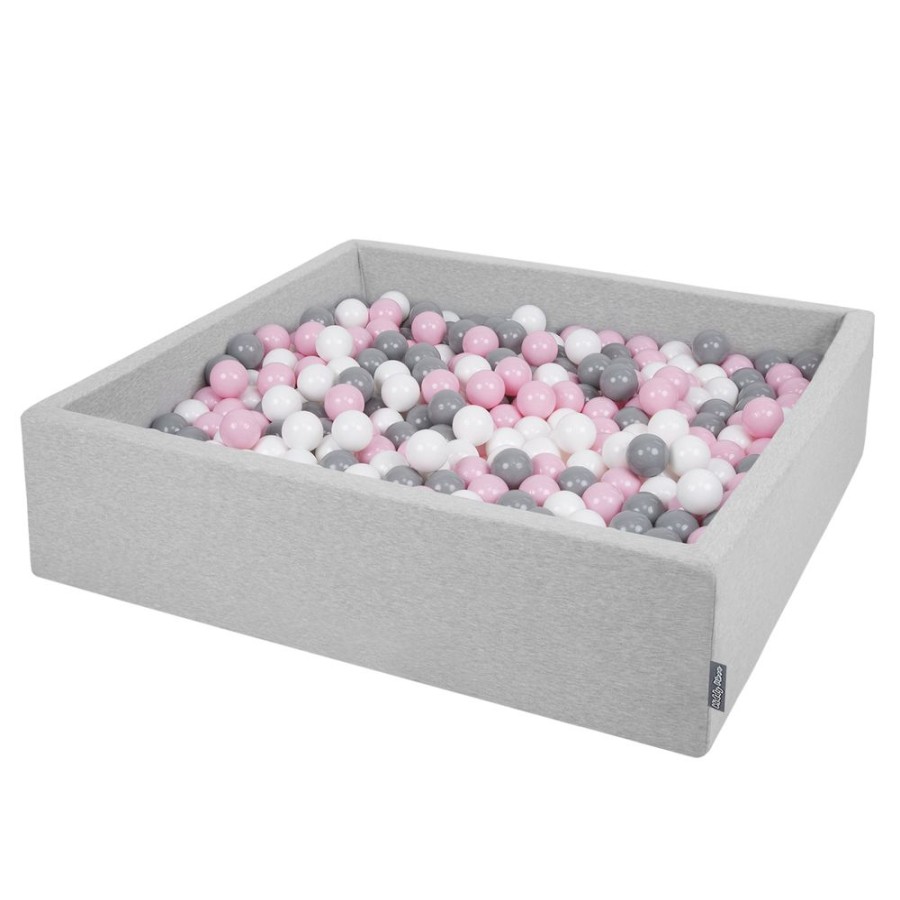 Ball Pits KiddyMoon | Kiddymoon Soft Ball Pit Square 7Cm / 2.75In For Kids, Foam Ball Pool Baby Playballs Children, Certified Made In The Eu, Light Grey: White-Grey-Powder Pink Light Grey:White-Grey-Powder Pink