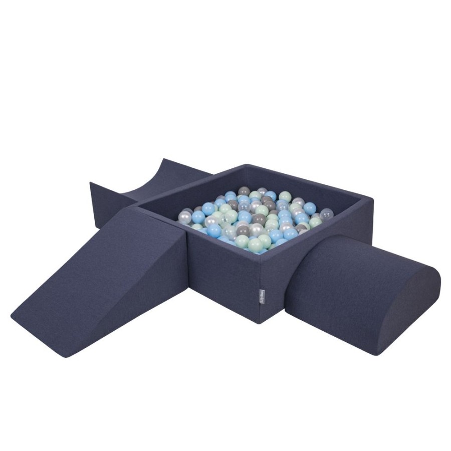 Activity Toys KiddyMoon | Kiddymoon Foam Playground For Kids With Square Ballpit And Balls, Darkblue: Pearl/ Grey/ Transparent/ Babyblue/ Mint Darkblue:Pearl/Grey/Transparent/Babyblue/Mint