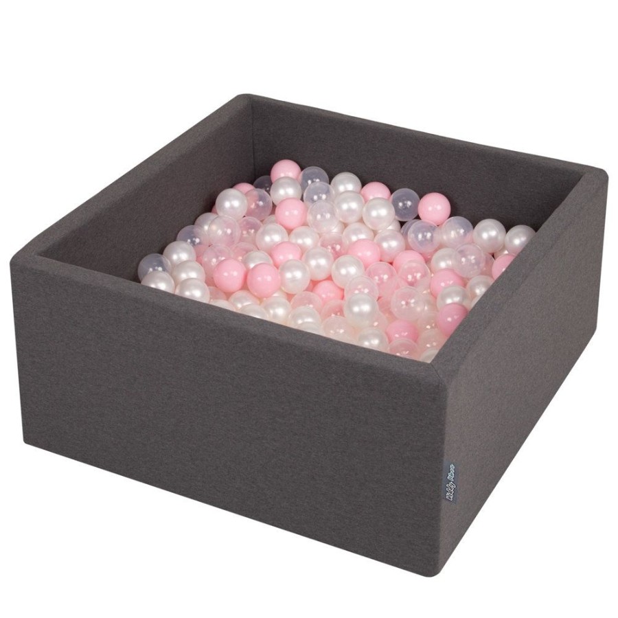 Ball Pits KiddyMoon | Kiddymoon Baby Foam Ball Pit With Balls 7Cm / 2.75In Square, Dark Grey: Light Pink/ Pearl/ Transparent Dark Grey:Light Pink/Pearl/Transparent