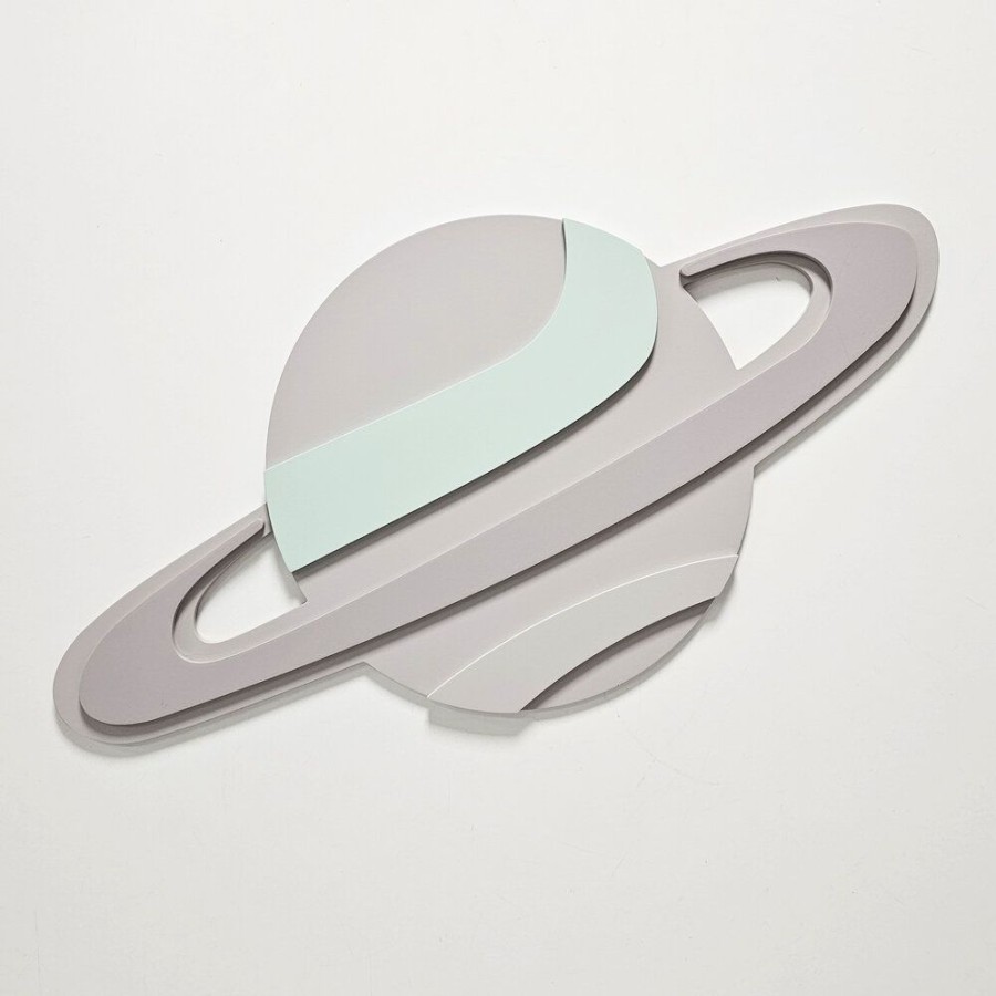 Nursery Room KiddyMoon | Kiddymoon Wall Decor Kids Room Nursery Wood Mdf Multiple Shapes 3D, Saturn: Beige/ Grey