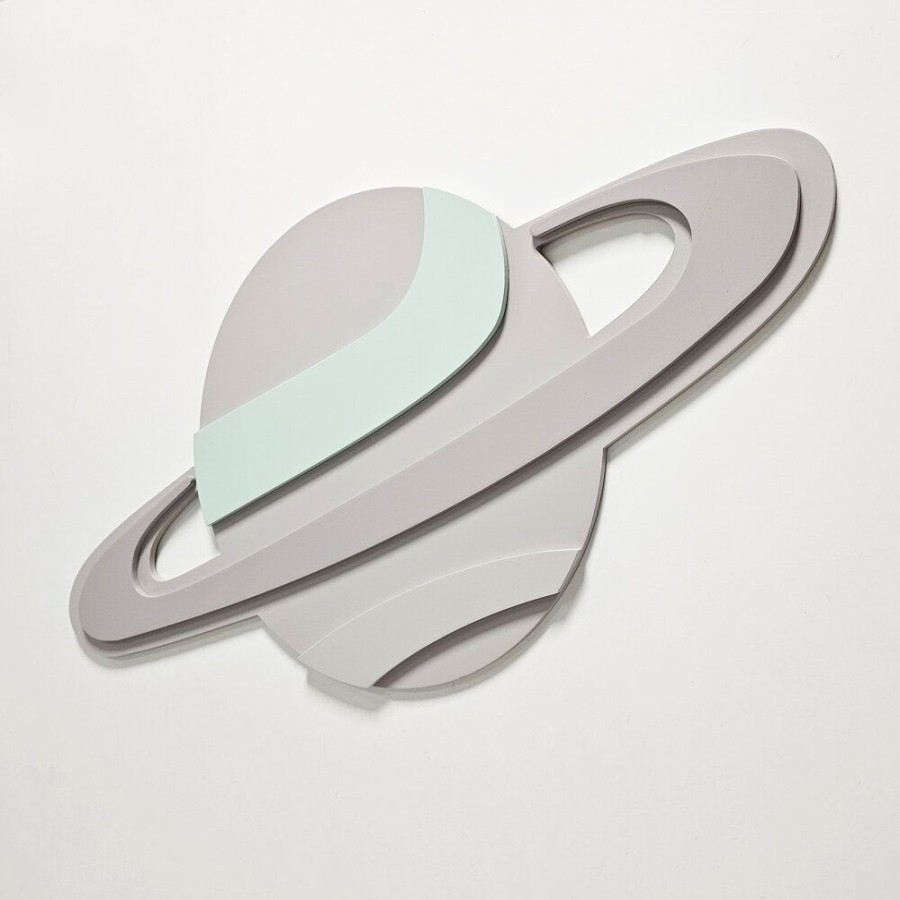 Nursery Room KiddyMoon | Kiddymoon Wall Decor Kids Room Nursery Wood Mdf Multiple Shapes 3D, Saturn: Beige/ Grey