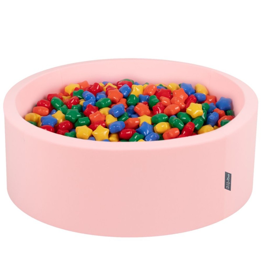 Ball Pits KiddyMoon | Kiddymoon Round Foam Ballpit With Star-Shaped Plastic Balls For Kids, Pink: Yellow/ Green/ Blue/ Red/ Orange