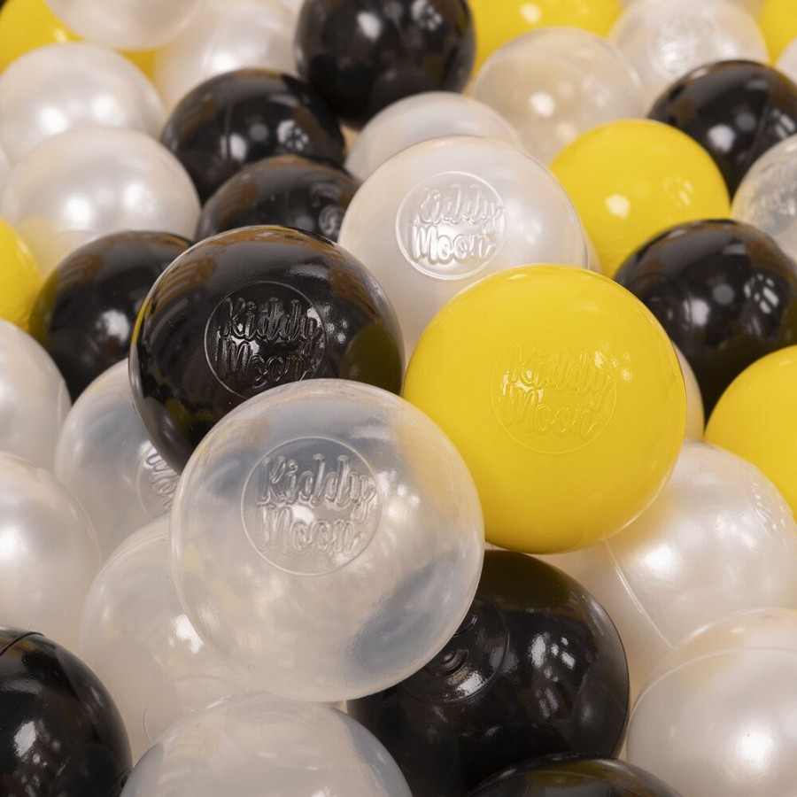 Plastic Balls KiddyMoon | Kiddymoon Soft Plastic Play Balls 6Cm / 2.36 Multi Colour Made In Eu, Black/ Pearl/ Yellow/ Transparent Black/Pearl/Yellow/Transparent