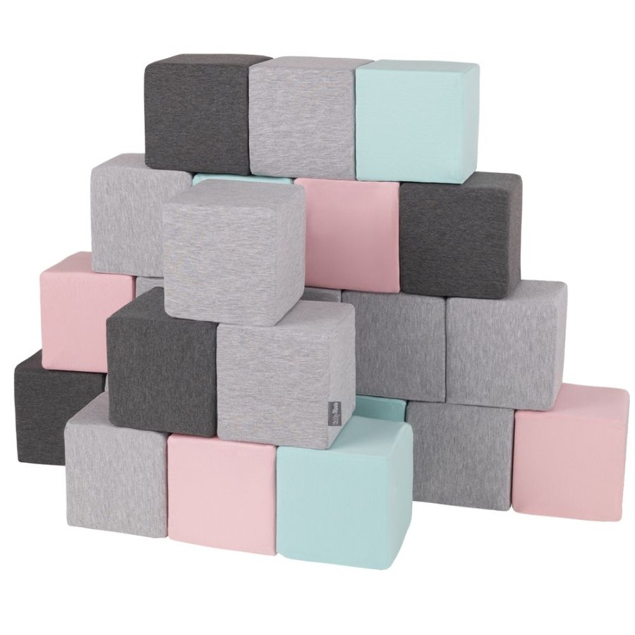 Activity Toys KiddyMoon | Kiddymoon Soft Foam Cubes Building Blocks For Kids, Cubes: Light Grey-Dark Grey-Pink-Mint Cubes:Light Grey-Dark Grey-Pink-Mint