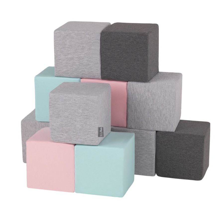 Activity Toys KiddyMoon | Kiddymoon Soft Foam Cubes Building Blocks For Kids, Cubes: Light Grey-Dark Grey-Pink-Mint Cubes:Light Grey-Dark Grey-Pink-Mint