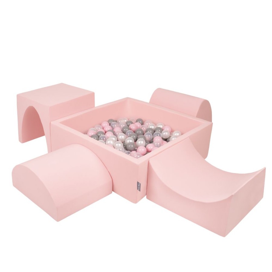 Activity Toys KiddyMoon | Kiddymoon Foam Playground For Kids With Square Ballpit And Balls, Pink: Pearl/ Grey/ Transparent/ Powder Pink