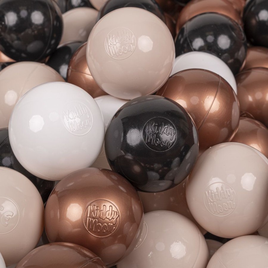 Plastic Balls KiddyMoon | Kiddymoon Soft Plastic Play Balls 7Cm/ 2.75In Multi-Colour Certified Made In Eu, Pastel Beige/ Copper/ White/ Black Pastel Beige/Copper/White/Black