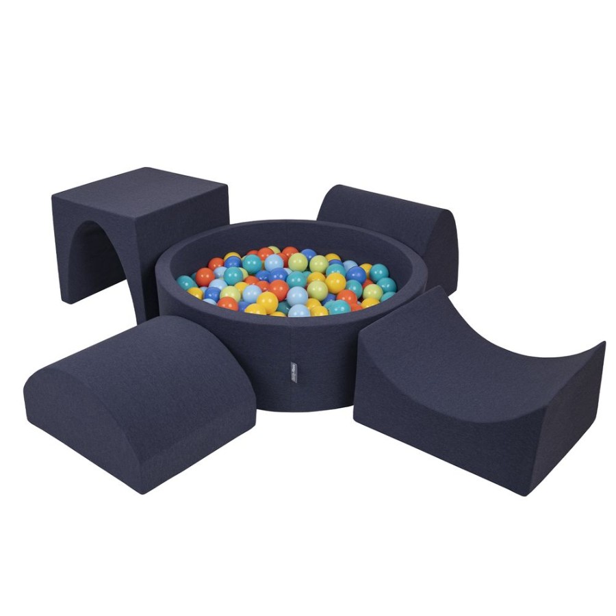 Playgrounds KiddyMoon | Kiddymoon Foam Playground For Kids With Ballpit And Balls, Darkblue: Lgreen/ Orange/ Turquoise/ Blue/ Bblue/ Yellow Darkblue:Lgreen/Orange/Turquoise/Blue/Bblue/Yellow