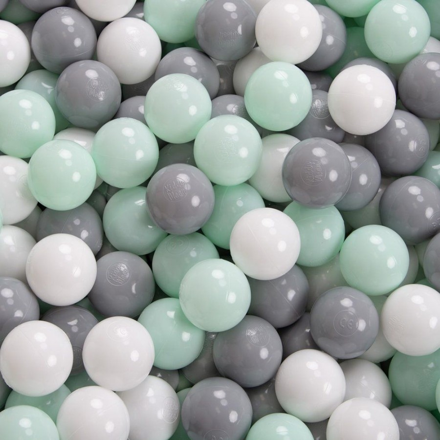 Ball Pits KiddyMoon | Kiddymoon Baby Foam Ball Pit With Balls 7Cm / 2.75In Certified Made In Eu, Light Grey: White/ Grey/ Mint Light Grey: White / Grey / Mint