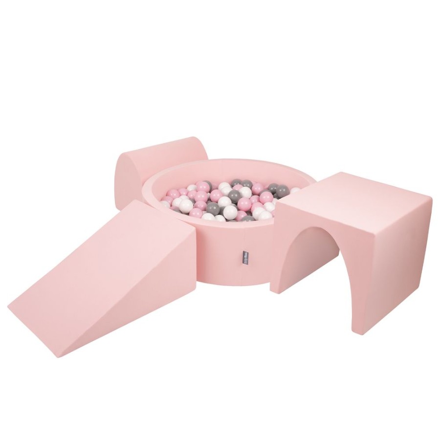 Activity Toys KiddyMoon | Kiddymoon Foam Playground For Kids With Round Ballpit ( 7Cm/ 2.75In) Soft Obstacles Course And Ball Pool, Certified Made In Eu, Pink: White/ Grey/ Powder Pink Pink:White/Grey/Powder Pink