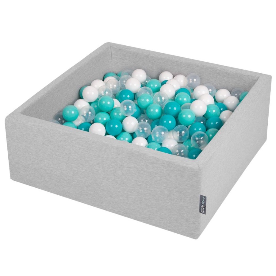 Ball Pits KiddyMoon | Kiddymoon Baby Foam Ball Pit With Balls 7Cm / 2.75In Square, Light Grey: Lt Turquoise/ White/ Transparent/ Turquois Light Grey:Lt Turquoise/White/Transparent/Turquois