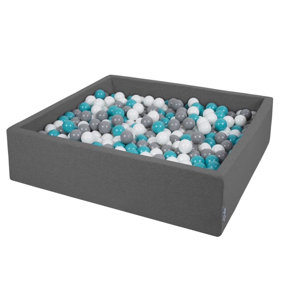 Ball Pits KiddyMoon | Kiddymoon Soft Ball Pit Square 7Cm / 2.75In For Kids, Foam Ball Pool Baby Playballs Children, Certified Made In The Eu, Dark Grey: Grey-White-Turquoise Dark Grey:Grey-White-Turquoise