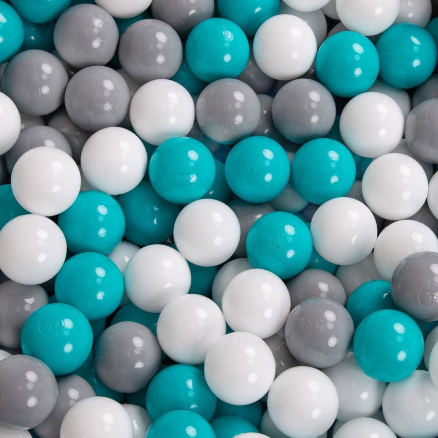 Ball Pits KiddyMoon | Kiddymoon Soft Ball Pit Square 7Cm / 2.75In For Kids, Foam Ball Pool Baby Playballs Children, Certified Made In The Eu, Dark Grey: Grey-White-Turquoise Dark Grey:Grey-White-Turquoise