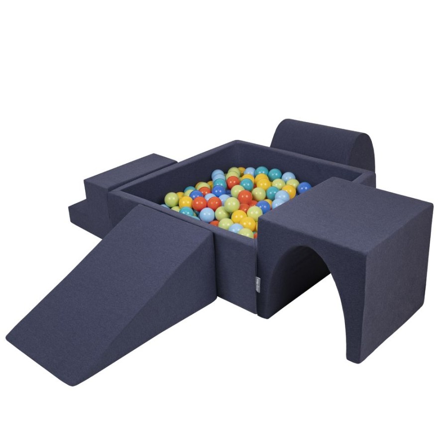 Activity Toys KiddyMoon | Kiddymoon Foam Playground For Kids With Square Ballpit And Balls, Darkblue: Lgreen/ Orange/ Turquoise/ Blue/ Bblue/ Yellow Darkblue:Lgreen/Orange/Turquoise/Blue/Bblue/Yellow