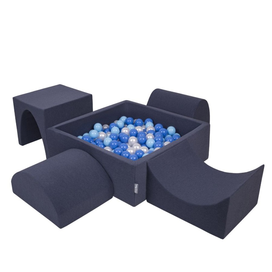 Activity Toys KiddyMoon | Kiddymoon Foam Playground For Kids With Square Ballpit, Darkblue: Babyblue/ Blue/ Pearl Darkblue:Babyblue/Blue/Pearl