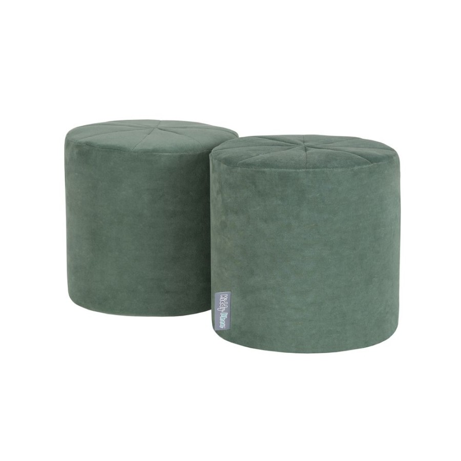 Activity Toys KiddyMoon | Kiddymoon Foam Playground Velvet Obstacle Course For Toddlers And Kids - Poufs, Forest Green