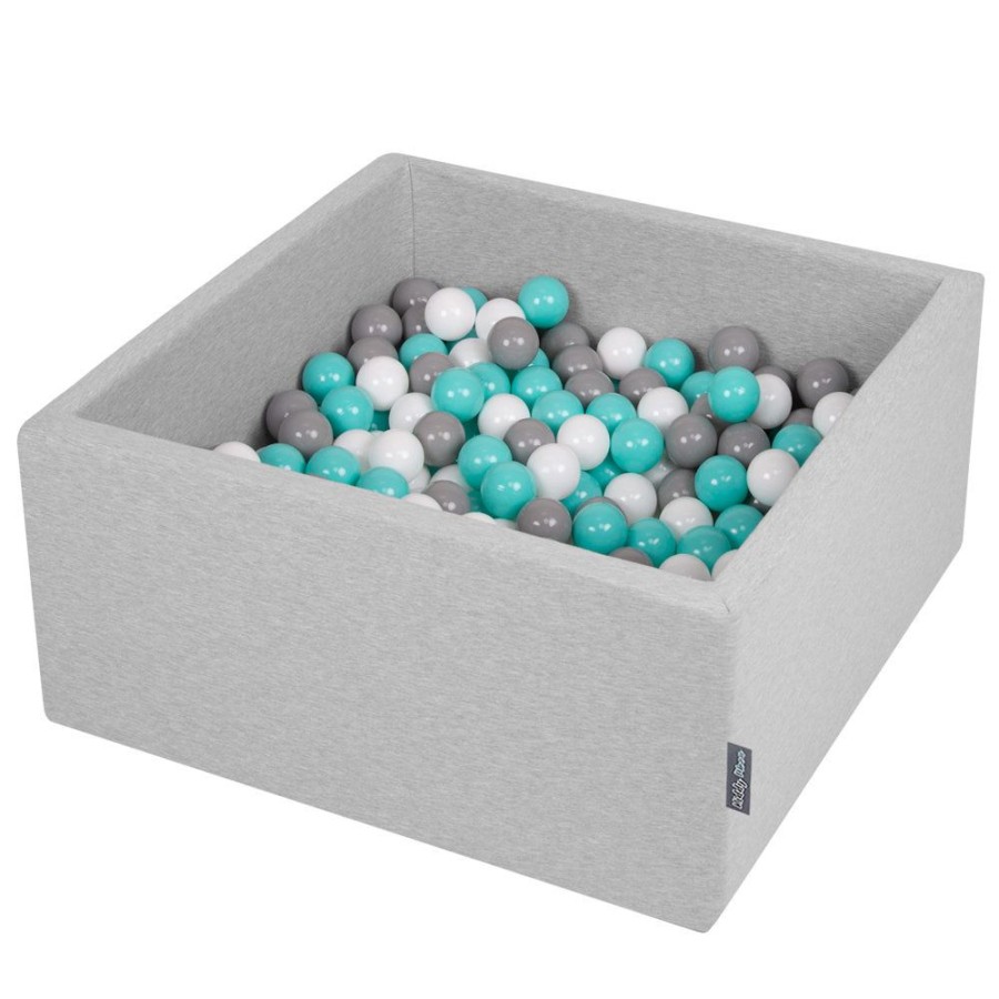 Ball Pits KiddyMoon | Kiddymoon Baby Foam Ball Pit With Balls 7Cm / 2.75In Square, Light Grey: White/ Grey/ Light Turquoise Light Grey:White/Grey/Light Turquoise