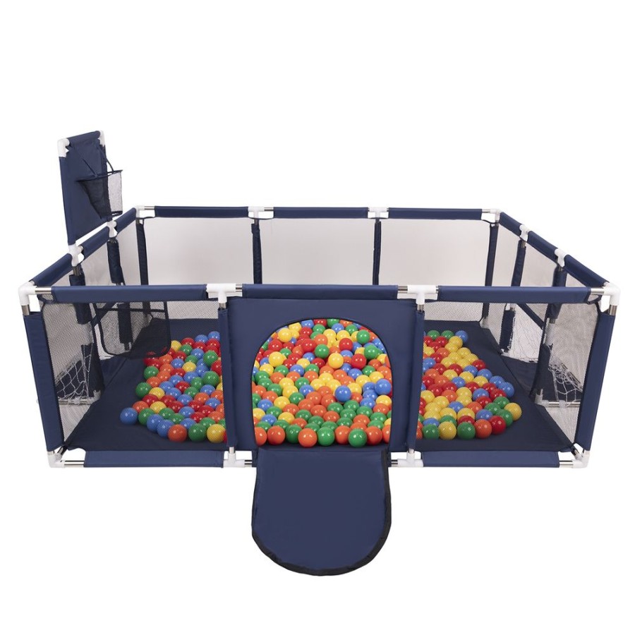 Partners KiddyMoon Partners | Baby Playpen Big Size Playground With Plastic Balls For Kids, Dark Blue: Yellow/ Green/ Blue/ Red/ Orange Dark Blue:Yellow/Green/Blue/Red/Orange