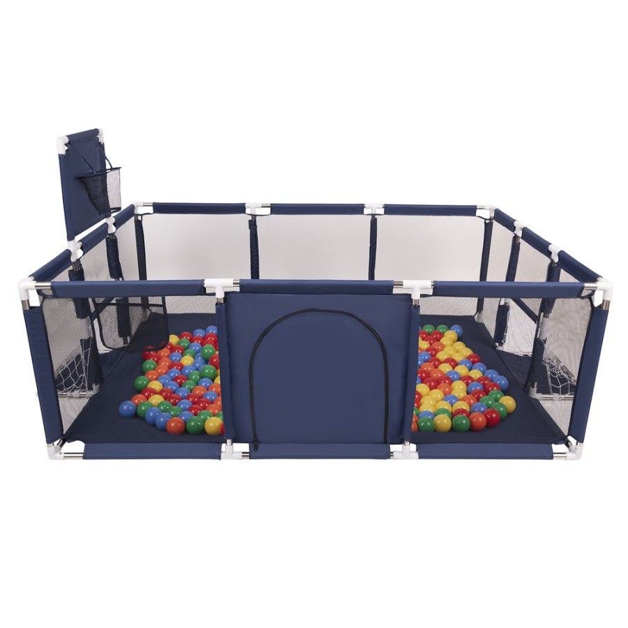 Partners KiddyMoon Partners | Baby Playpen Big Size Playground With Plastic Balls For Kids, Dark Blue: Yellow/ Green/ Blue/ Red/ Orange Dark Blue:Yellow/Green/Blue/Red/Orange