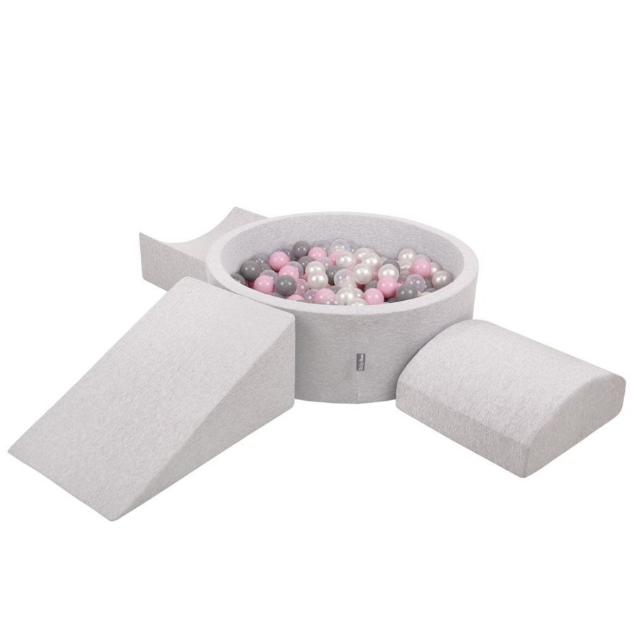 Playgrounds KiddyMoon | Kiddymoon Foam Playground For Kids With Round Ballpit ( 7Cm/ 2.75In) Soft Obstacles Course And Ball Pool, Certified Made In The Eu, Lightgrey: Pearl/ Grey/ Transparent/ Powderpink Light Grey: Pearl / Grey / Transparent / Light Pink