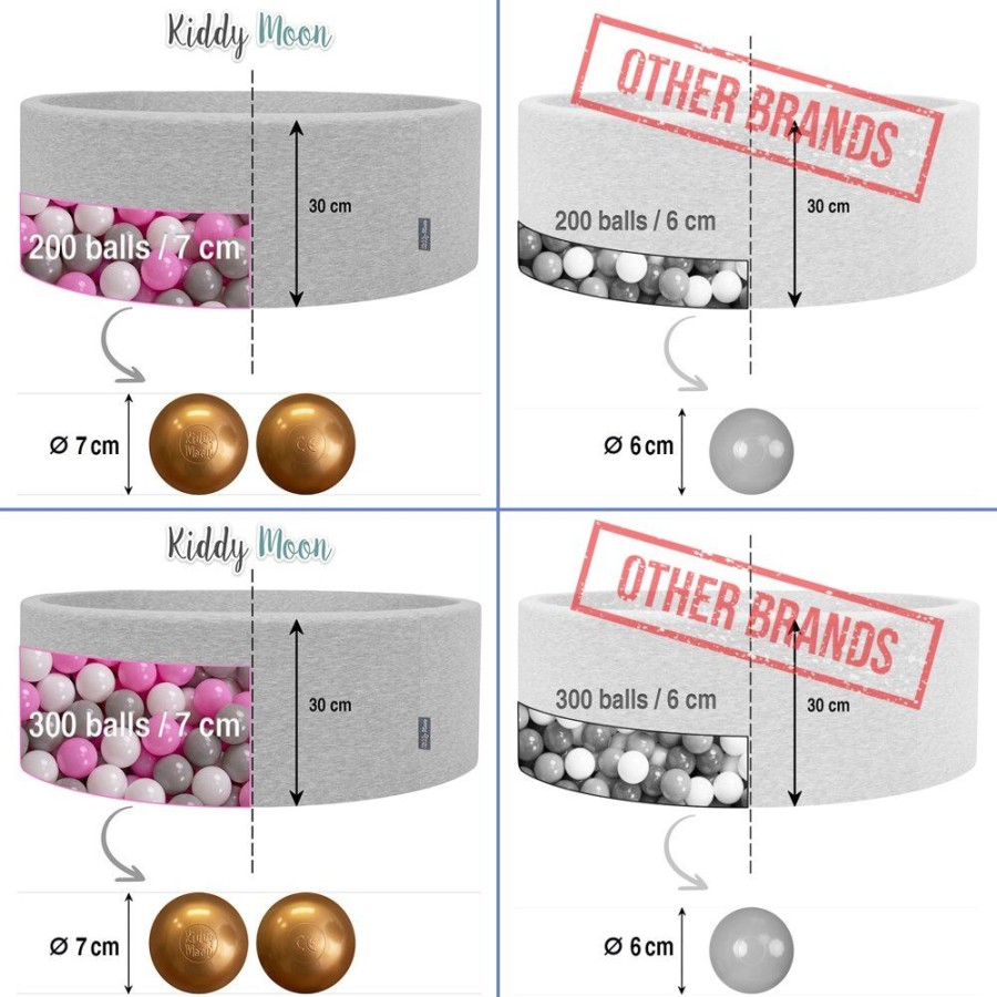 Plastic Balls KiddyMoon | Kiddymoon Soft Plastic Play Balls 7Cm/ 2.75In Multi-Colour Certified Made In Eu, Light Pink/ Pearl/ Transparent Light Pink/Pearl/Transparent