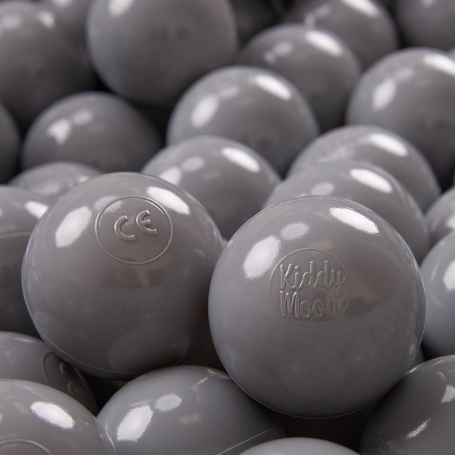 Plastic Balls KiddyMoon | Kiddymoon Soft Plastic Play Balls 7Cm/ 2.75In Mono-Colour Certified Made In Eu, Grey