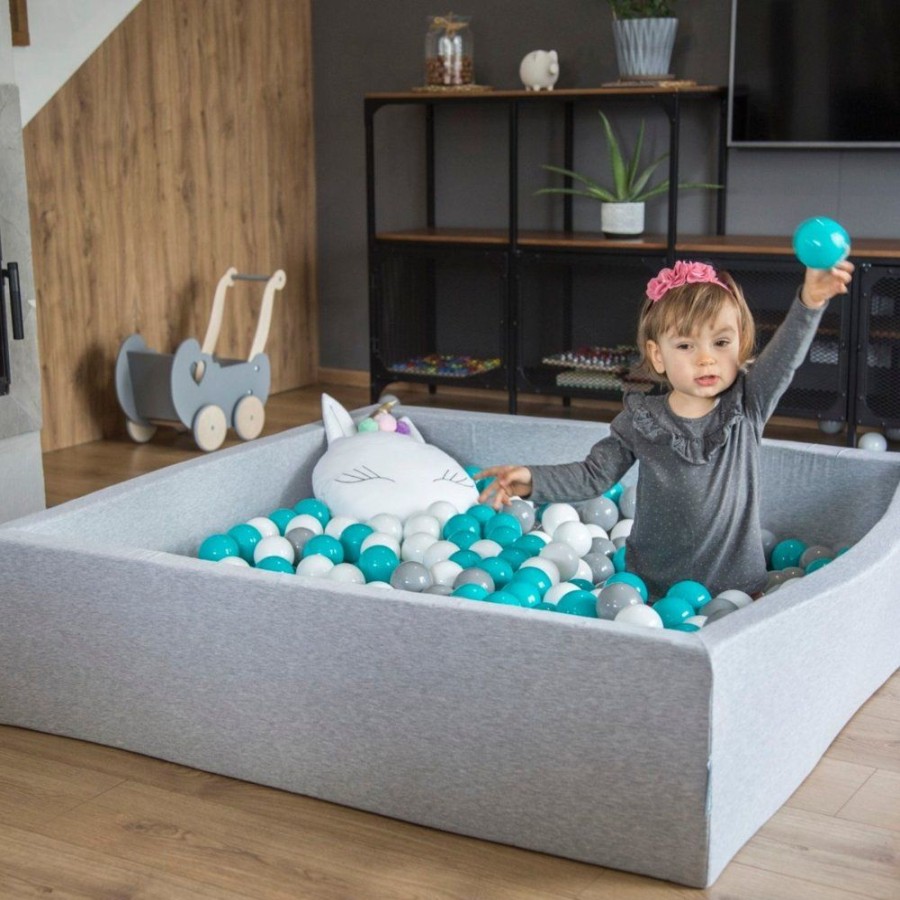 Plastic Balls KiddyMoon | Kiddymoon Soft Plastic Play Balls 7Cm/ 2.75In Multi-Colour Certified Made In Eu, Grey/ White/ Turquoise Grey/White/Turquoise