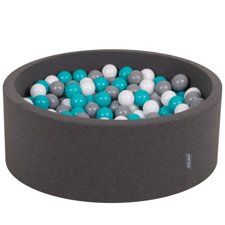 Ball Pits KiddyMoon | Kiddymoon Baby Foam Ball Pit With Balls 7Cm / 2.75In Certified Made In Eu, Dark Grey: Grey/ White/ Turquoise Dark Grey:Grey/White/Turquoise