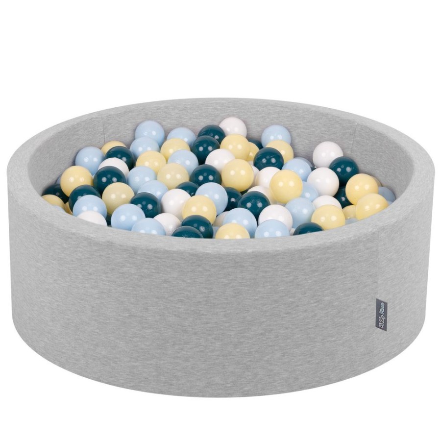 Ball Pits KiddyMoon | Kiddymoon Baby Foam Ball Pit With Balls 7Cm / 2.75In Certified Made In Eu, Light Grey: Dark Turquoise/ Pastel Blue/ Pastel Yellow/ White