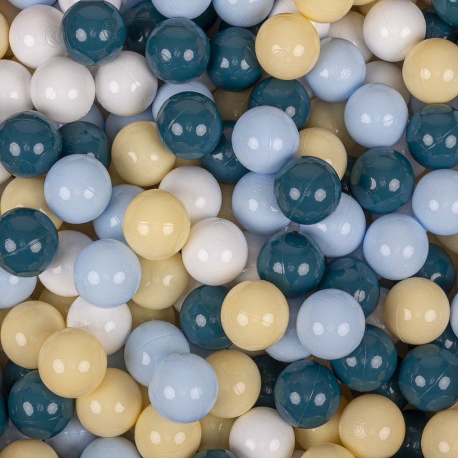 Ball Pits KiddyMoon | Kiddymoon Baby Foam Ball Pit With Balls 7Cm / 2.75In Certified Made In Eu, Light Grey: Dark Turquoise/ Pastel Blue/ Pastel Yellow/ White