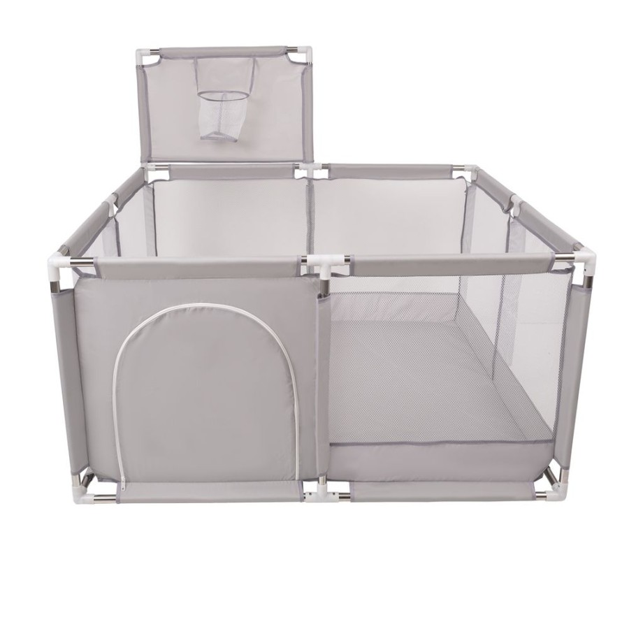 Partners KiddyMoon Partners | Square Play Pen Filled With Plastic Balls Basketball, Grey