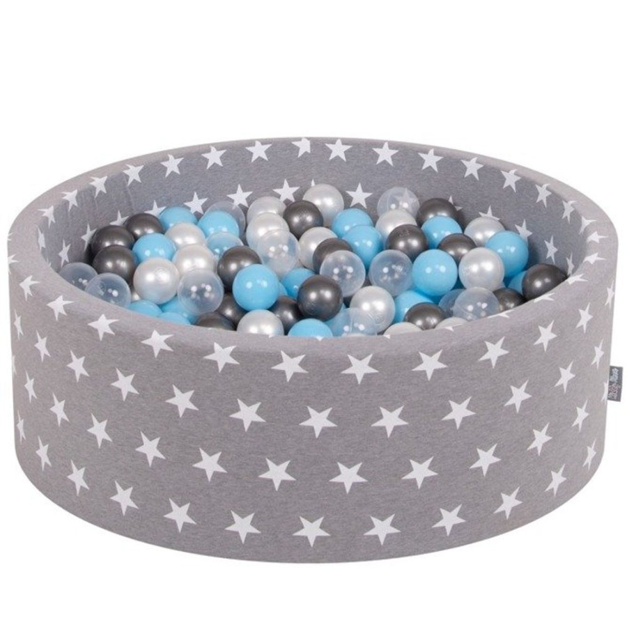 Ball Pits KiddyMoon | Kiddymoon Baby Ballpit With Balls 7Cm / 2.75In Certified, Stars, Grey Stars: Transparent/ Silver/ Pearl/ Baby Blue Grey Stars: Transparent/Silver/Pearl/Baby Blue