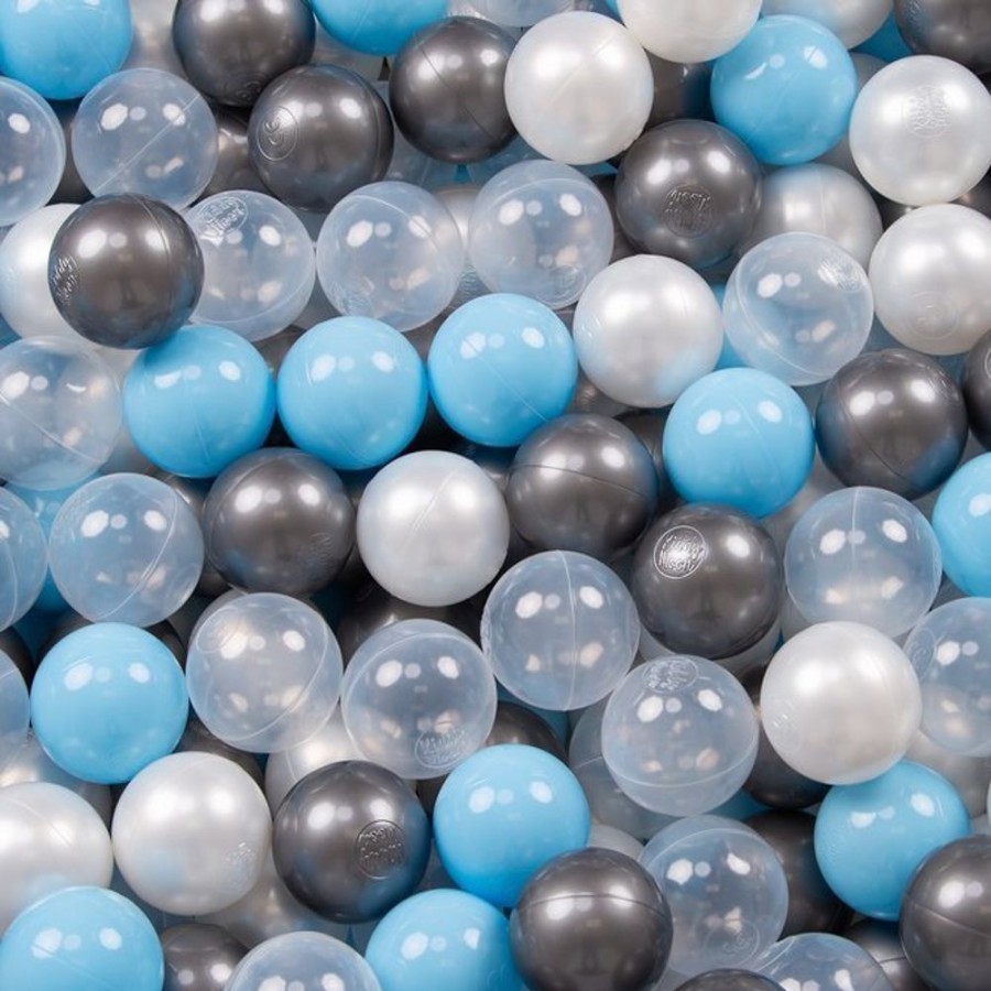 Ball Pits KiddyMoon | Kiddymoon Baby Ballpit With Balls 7Cm / 2.75In Certified, Stars, Grey Stars: Transparent/ Silver/ Pearl/ Baby Blue Grey Stars: Transparent/Silver/Pearl/Baby Blue