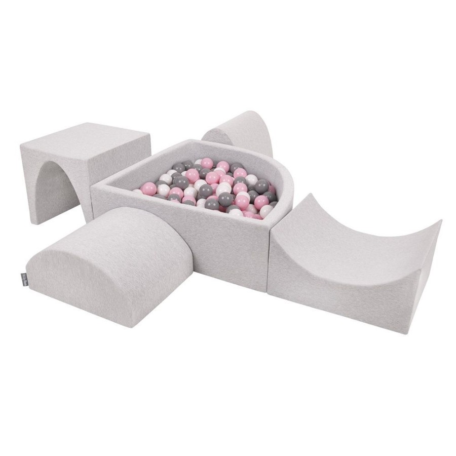 Activity Toys KiddyMoon | Kiddymoon Foam Playground For Kids With Quarter Angular Ballpit And Balls, Lightgrey: White/ Grey/ Powderpink Light Grey: White / Grey / Light Pink