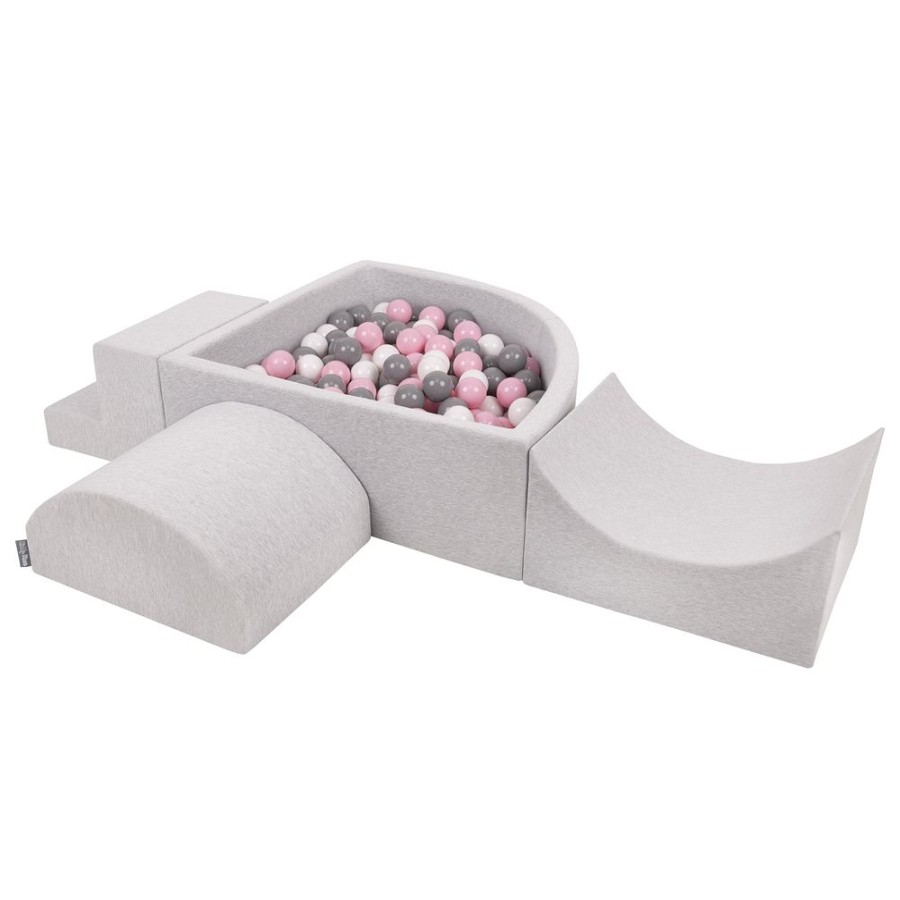 Activity Toys KiddyMoon | Kiddymoon Foam Playground For Kids With Quarter Angular Ballpit And Balls, Lightgrey: White/ Grey/ Powderpink Light Grey: White / Grey / Light Pink