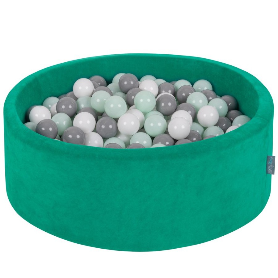 Ball Pits KiddyMoon | Kiddymoon Soft Ball Pit Round 7Cm / 2.75In For Kids, Foam Velvet Ball Pool Baby Playballs, Agave Green: White/ Grey/ Mint