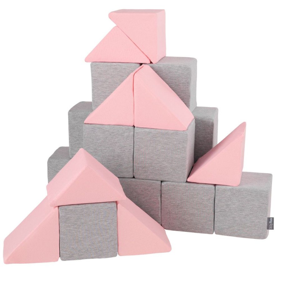 Activity Toys KiddyMoon | Kiddymoon Soft Foam Cubes Building Blocks For Kids, Mix: Light Grey-Pink