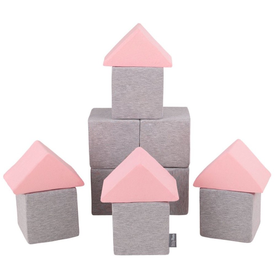 Activity Toys KiddyMoon | Kiddymoon Soft Foam Cubes Building Blocks For Kids, Mix: Light Grey-Pink