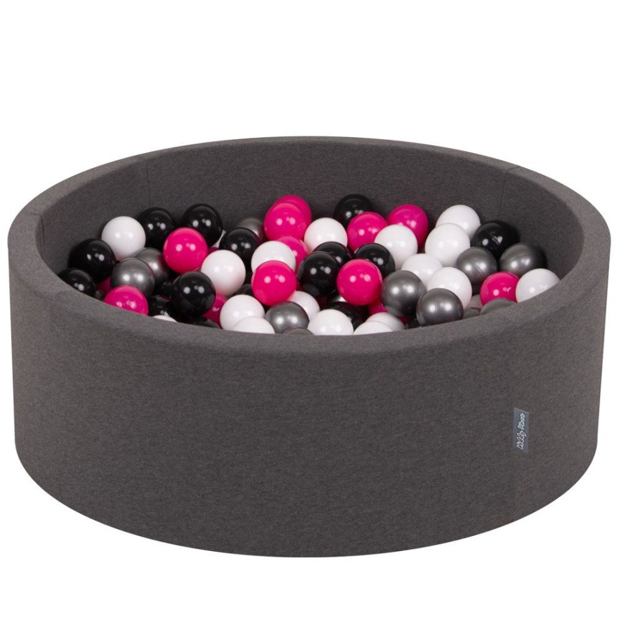 Ball Pits KiddyMoon | Kiddymoon Baby Foam Ball Pit With Balls 7Cm / 2.75In Certified Made In Eu, Dark : White/ Black/ Silver/ Dark Pink