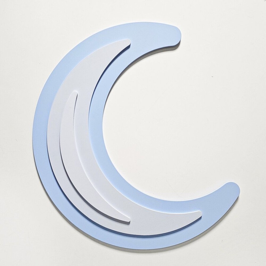 Nursery Room KiddyMoon | Kiddymoon Wall Decor Kids Room Nursery Wood Mdf Multiple Shapes 3D, Crescent: Blue/ Grey