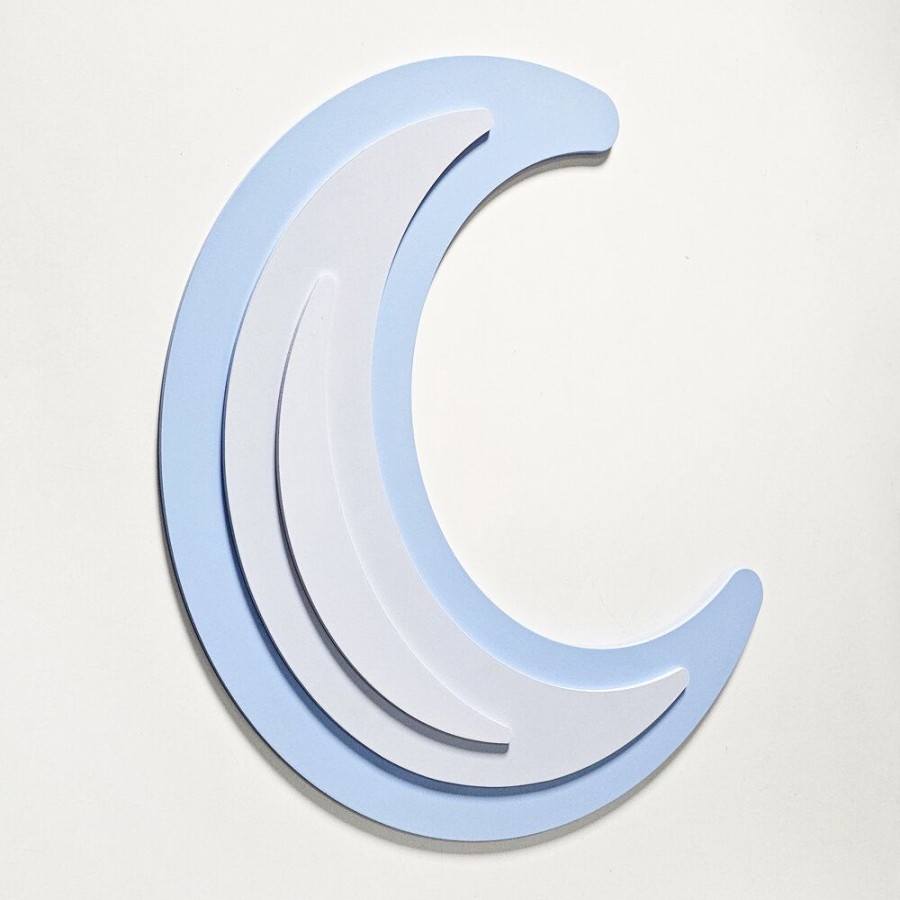 Nursery Room KiddyMoon | Kiddymoon Wall Decor Kids Room Nursery Wood Mdf Multiple Shapes 3D, Crescent: Blue/ Grey