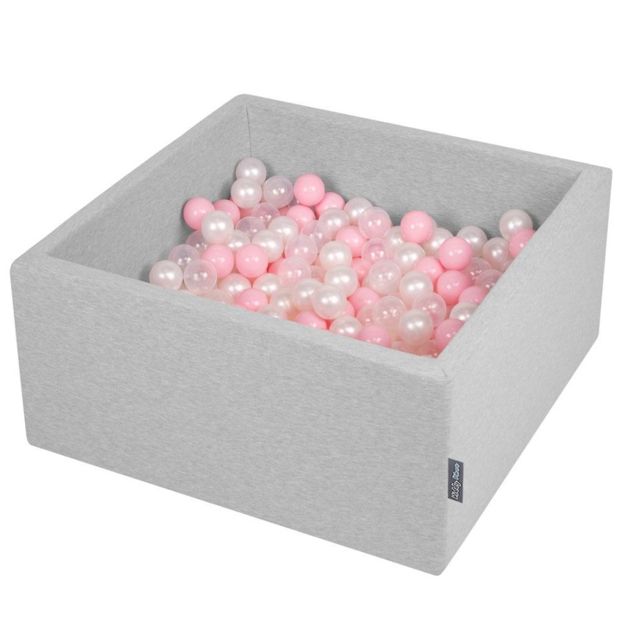 Ball Pits KiddyMoon | Kiddymoon Baby Foam Ball Pit With Balls 7Cm / 2.75In Square, Light Grey: Light Pink/ Pearl/ Transparent Light Grey:Light Pink/Pearl/Transparent