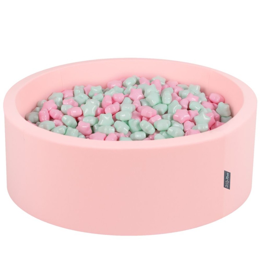 Ball Pits KiddyMoon | Kiddymoon Round Foam Ballpit With Star-Shaped Plastic Balls For Kids, Pink: Light Pink/ Mint