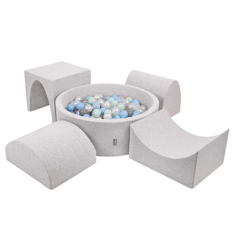 Playgrounds KiddyMoon | Kiddymoon Foam Playground For Kids With Ballpit And Balls, Lightgrey: Pearl/ Grey/ Transparent/ Babyblue/ Mint Light Grey: Pearl / Grey / Transparent / Baby Blue / Mint