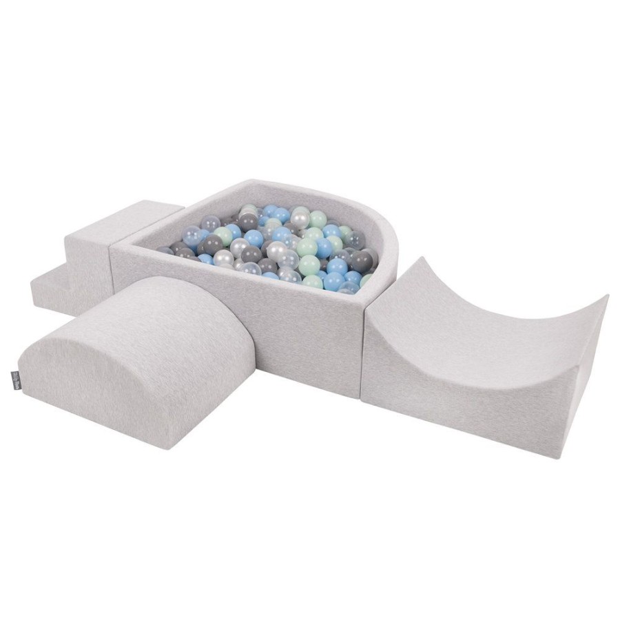 Activity Toys KiddyMoon | Kiddymoon Foam Playground For Kids With Quarter Angular Ballpit And Balls, Lightgrey: Pearl/ Grey/ Transparent/ Babyblue/ Mint Light Grey: Pearl / Grey / Transparent / Baby Blue / Mint