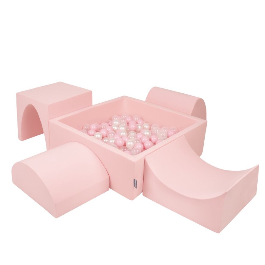 Activity Toys KiddyMoon | Kiddymoon Foam Playground For Kids With Square Ballpit, Pink: Powder Pink/ Pearl/ Transparent Pink: Light Pink / Pearl / Transparent