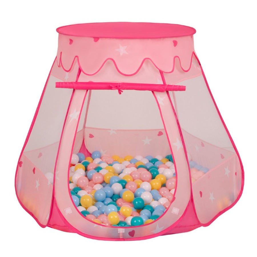 Partners KiddyMoon Partners | Play Tent Castle House Pop Up Ballpit Shell Plastic Balls For Kids, Pink: White/ Yellow/ Babyblue/ Powder Pink/ Turquoise