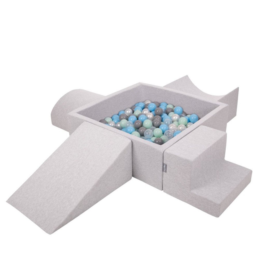 Activity Toys KiddyMoon | Kiddymoon Foam Playground For Kids With Square Ballpit, Lightgrey: Pearl/ Grey/ Transparent/ Babyblue/ Mint Light Grey: Pearl / Grey / Transparent / Baby Blue / Mint